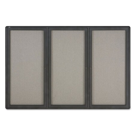 Quartet Enclosed Fabric-Cork Board, 72 x 48, Gray Surface, Graphite Aluminum Frame 2367L